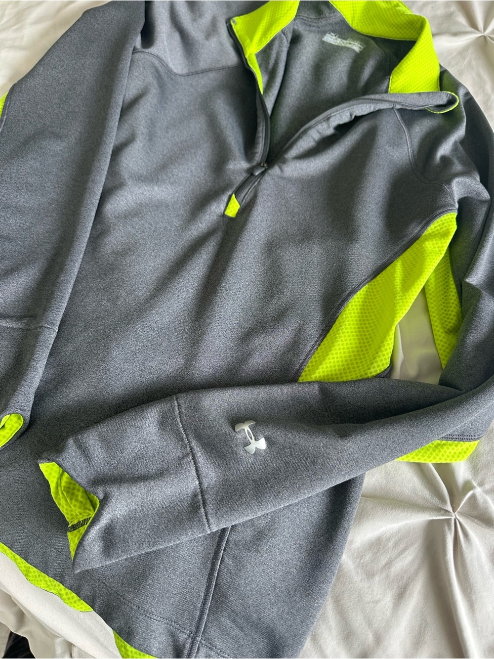 Under Armour Gray Pullover with Neon Yellow Accents